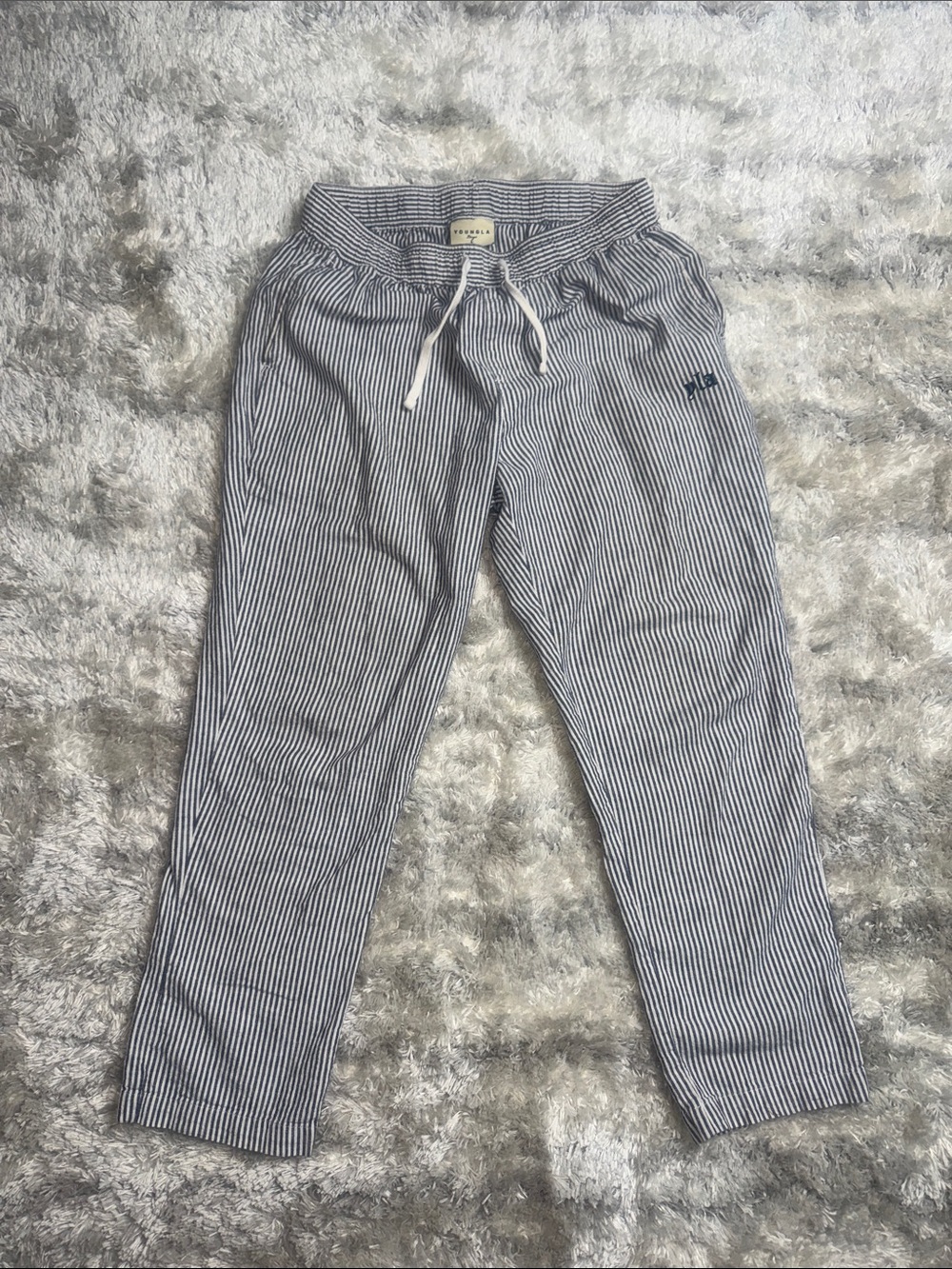 YoungLA Blue and White Pinstripe Drawstring pants